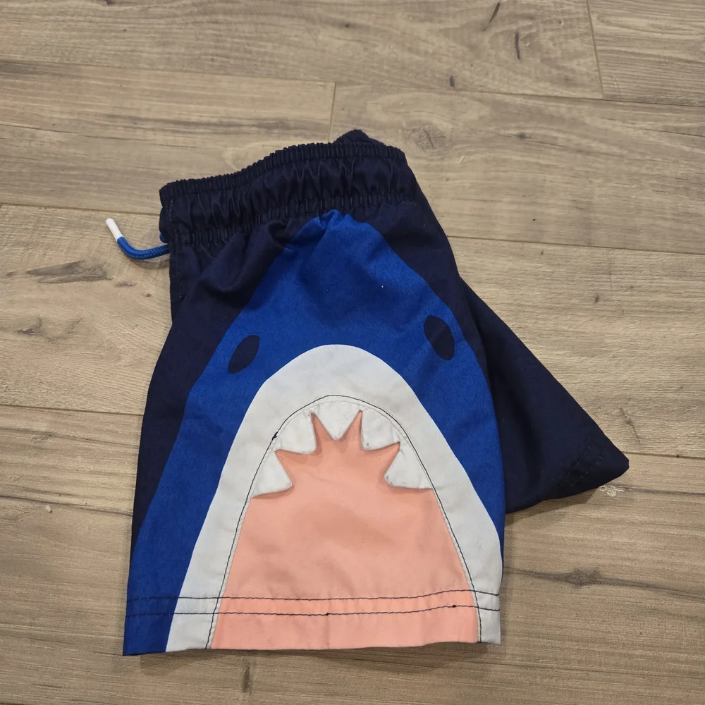 Toddler Boys Shark Swim Trunks - Navy Blue - 2T